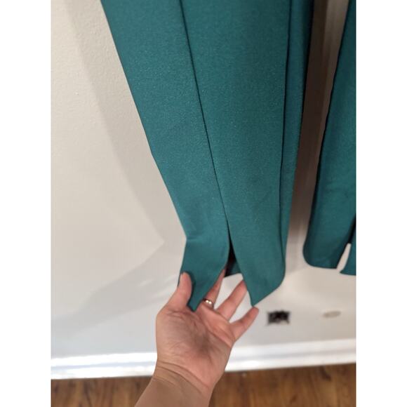 Zara Womens Studio Split Leg Cigarette Pants Metallic Green Size S 2328 - Picture 5 of 8